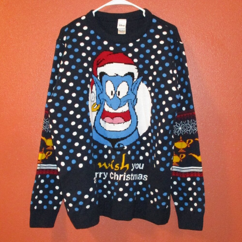 Disney Gennie Sweater Woman XX Large Black Blue Red White Christmas Sweater